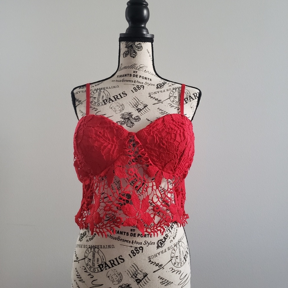 Red Embroidered Bralette